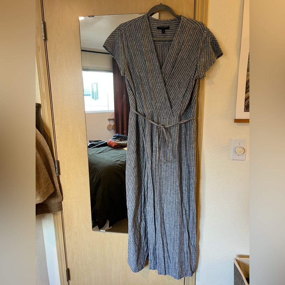 Banana Republic Striped Linen blend Maxi Wrap Dress